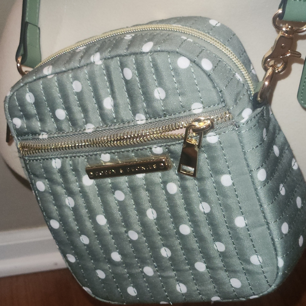 Poppy & Peonies Mint Green Polka Dot Quilted Mini Crossbody